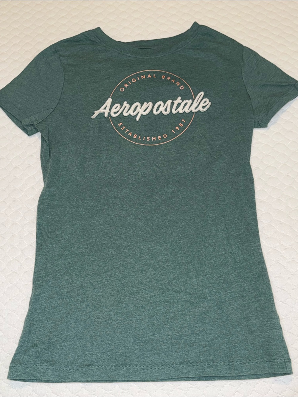 Aeropostale Women's Teal Green Logo Short Sleeve Tee